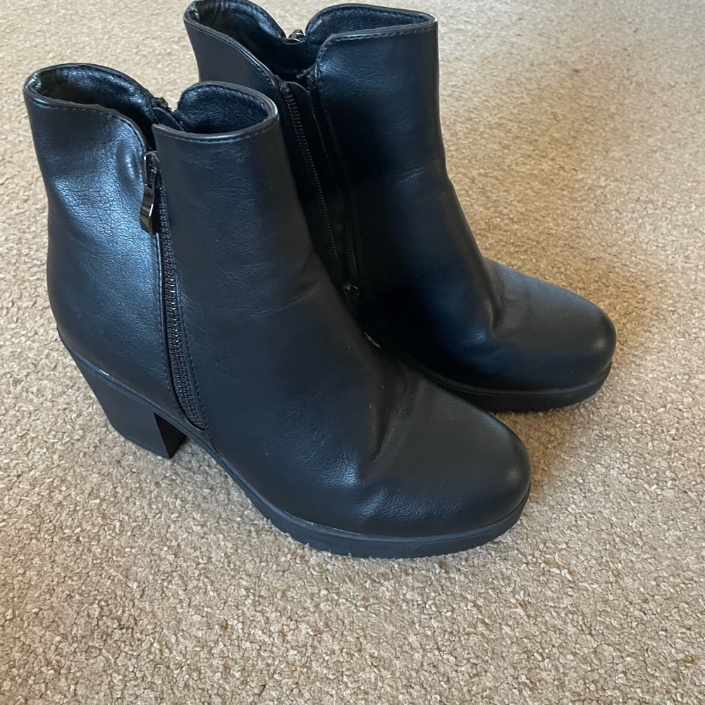Black Leather Ankle Booties